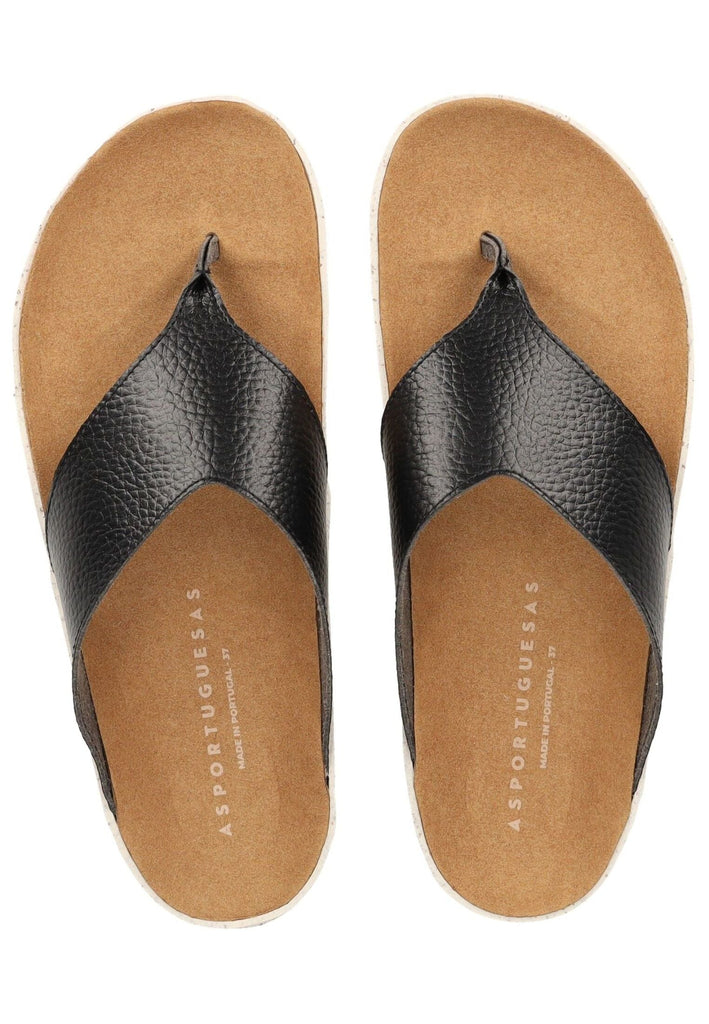 ASPORTUGUESAS Pantoletten Leder Schwarz