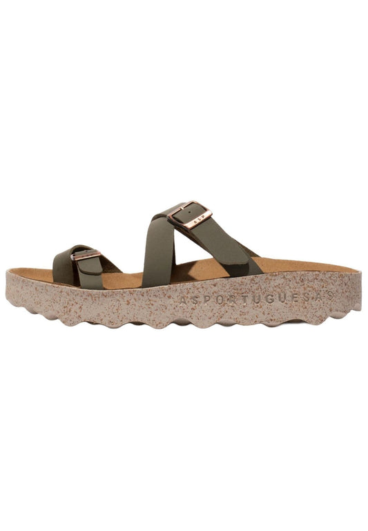 ASPORTUGUESAS Pantoletten Lederimitat Khaki