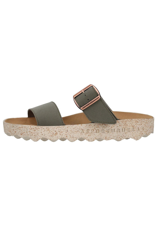 ASPORTUGUESAS Pantoletten Nubukleder/Textil Khaki