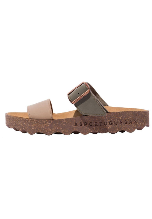 ASPORTUGUESAS Pantoletten Nubukleder/Textil Sand