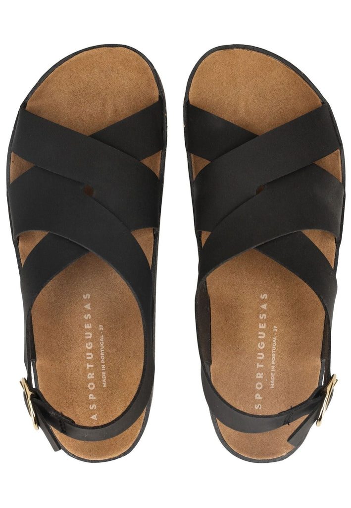 ASPORTUGUESAS Sandalen Lederimitat Schwarz