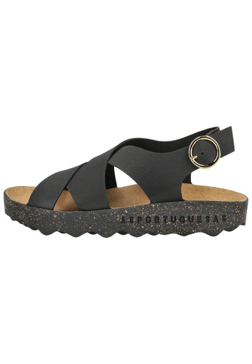 ASPORTUGUESAS Sandalen Lederimitat Schwarz