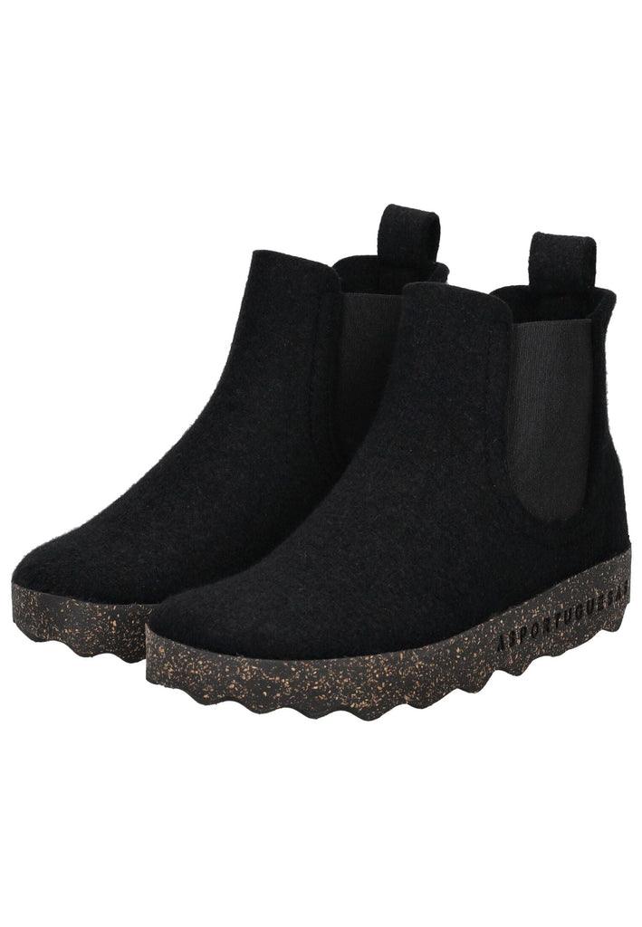 ASPORTUGUESAS Stiefelette Filz Schwarz/Schwarz