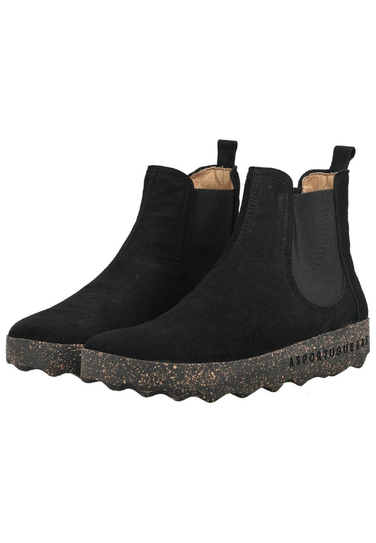 ASPORTUGUESAS Stiefelette Veloursleder/Textil Schwarz