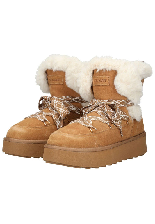 Bagatt Stiefel Veloursleder Braun/Weiß Warmfutter