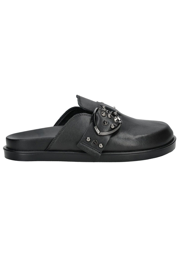 Blauer Pantoletten Leder Schwarz