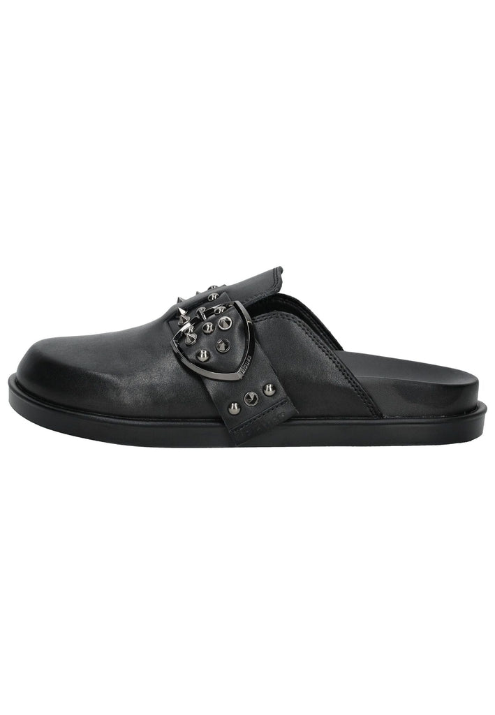 Blauer Pantoletten Leder Schwarz