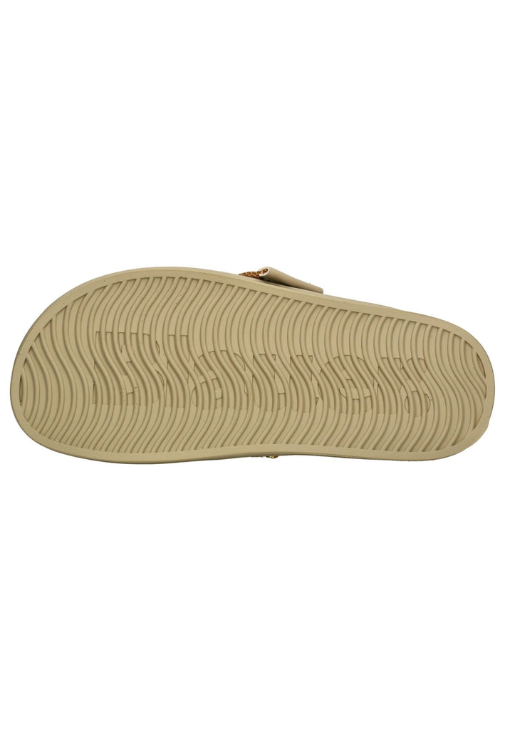 Blauer Pantoletten Veloursleder Beige
