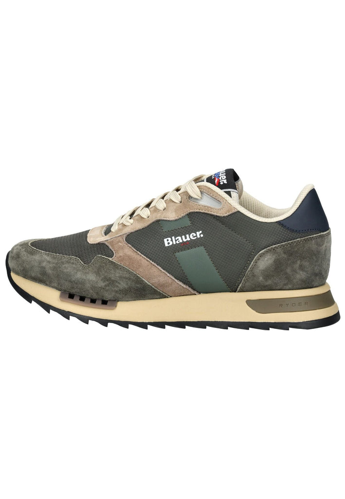 Sneaker Blauer Sneaker Leder/Textil Grün/Beige