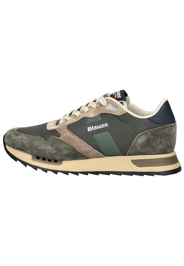 Sneaker Blauer Sneaker Leder/Textil Grün/Beige