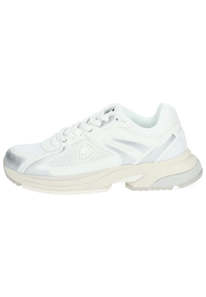 Sneaker Blauer Sneaker Lederimitat/Textil Weiß/Silber