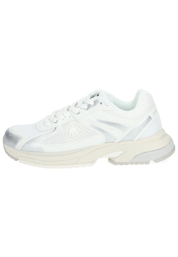 Sneaker Blauer Sneaker Lederimitat/Textil Weiß/Silber
