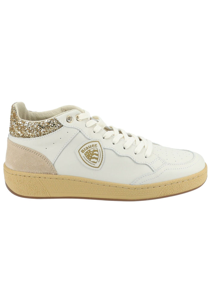 Blauer Sneaker Leder/Synthetik Weiß/Gold