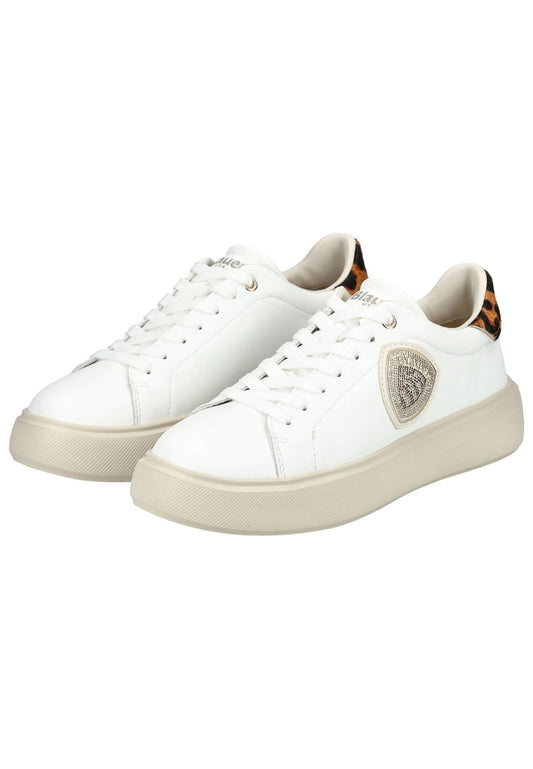 Blauer Sneaker Leder/Synthetik Weiß Kombi