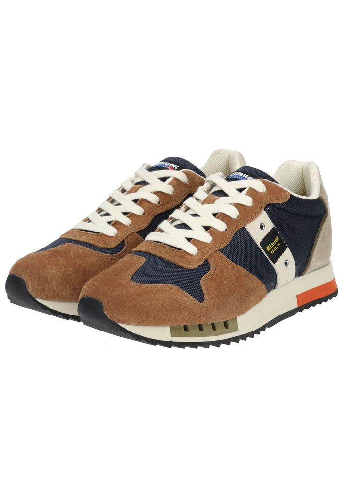 Blauer Sneaker Leder/Textil Braun/Navy