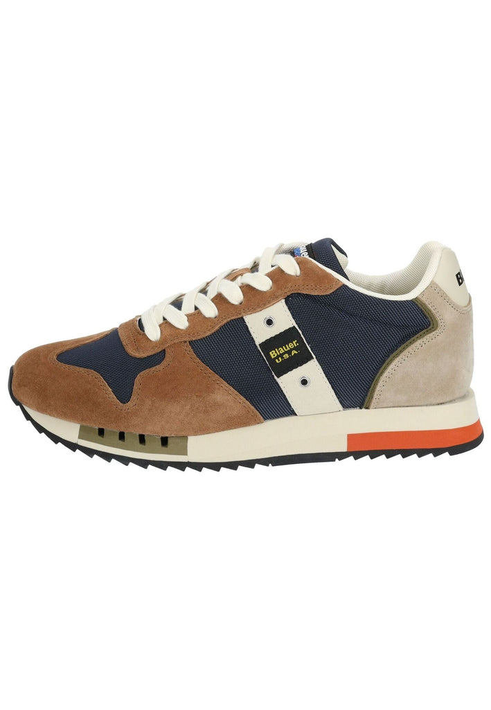 Blauer Sneaker Leder/Textil Braun/Navy