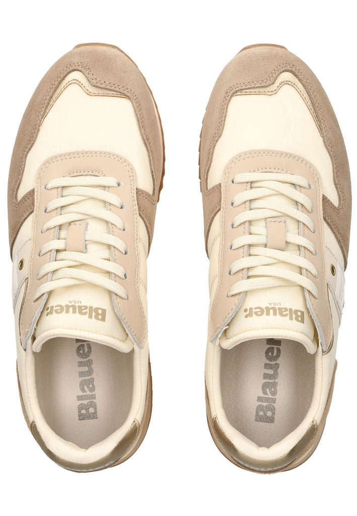 Blauer Sneaker Leder/Textil Creme