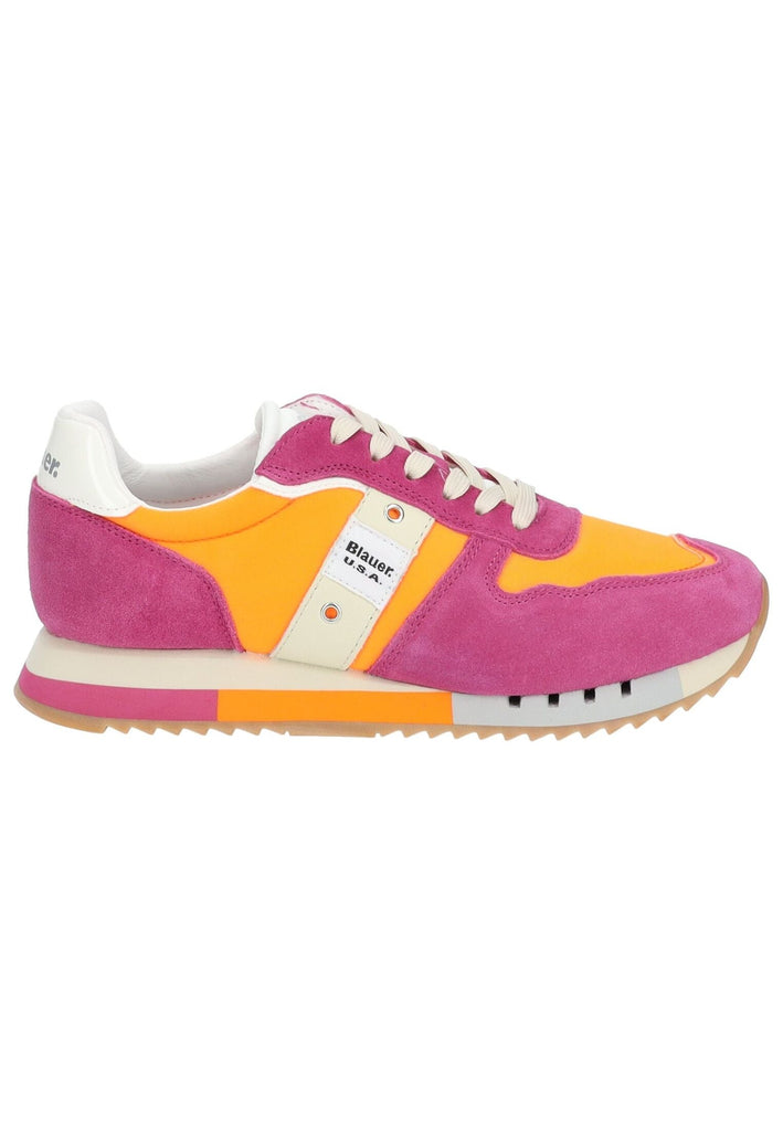 Blauer Sneaker Leder/Textil Fuchsia