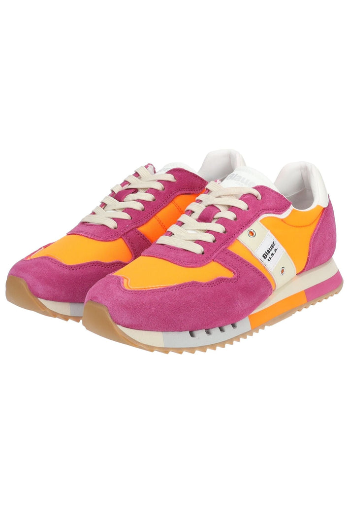 Blauer Sneaker Leder/Textil Fuchsia