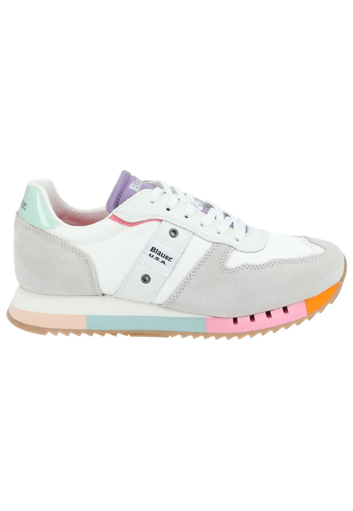 Blauer Sneaker Leder/Textil Grau/Multi