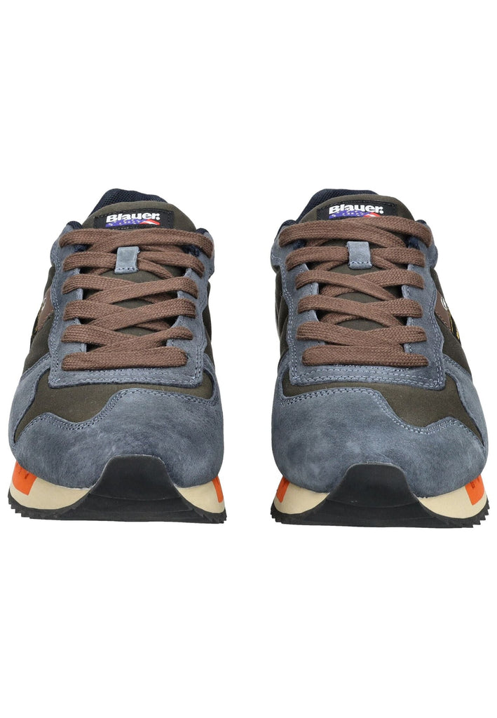 Blauer Sneaker Leder/Textil Navy/Grün