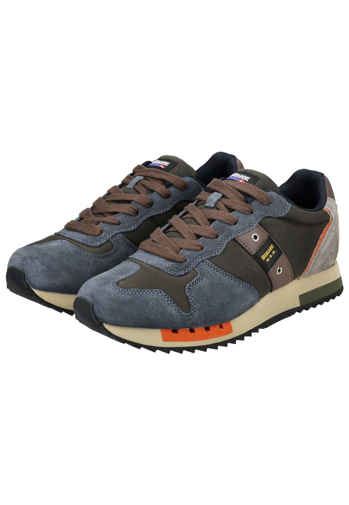Blauer Sneaker Leder/Textil Navy/Grün