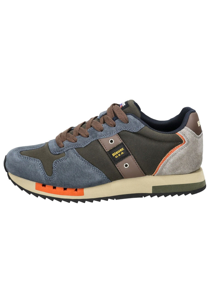 Blauer Sneaker Leder/Textil Navy/Grün