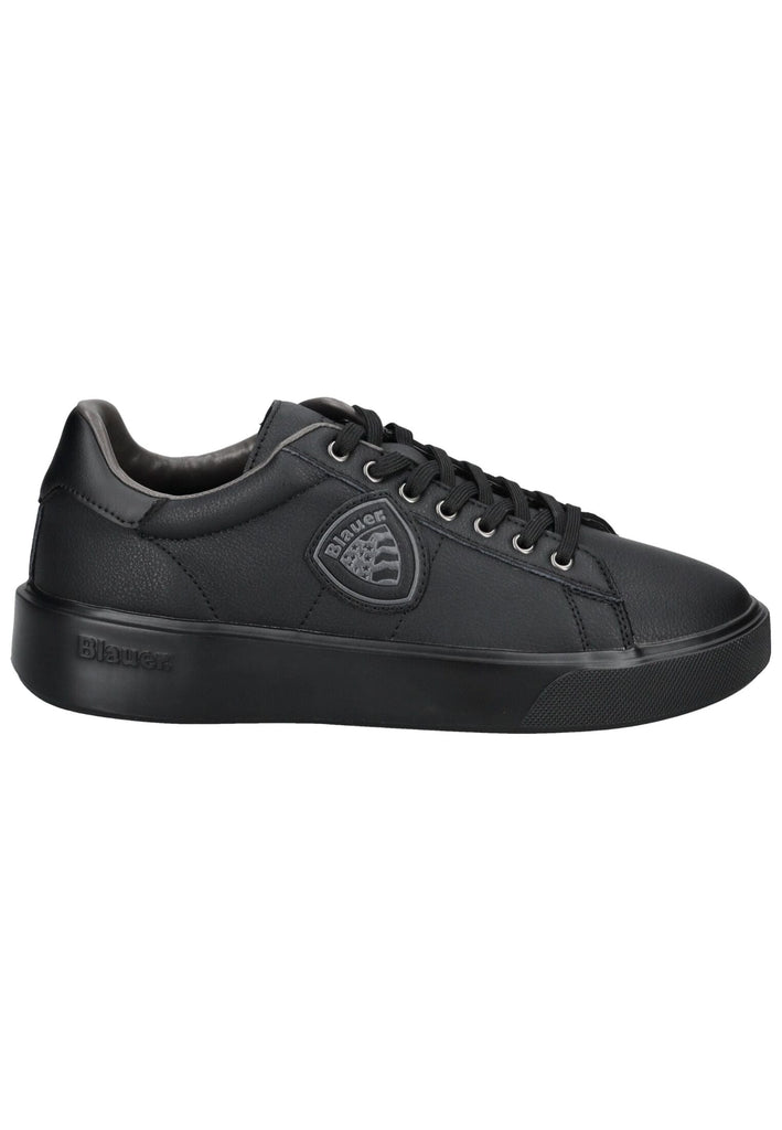 Blauer Sneaker Leder/Textil Schwarz/Schwarz