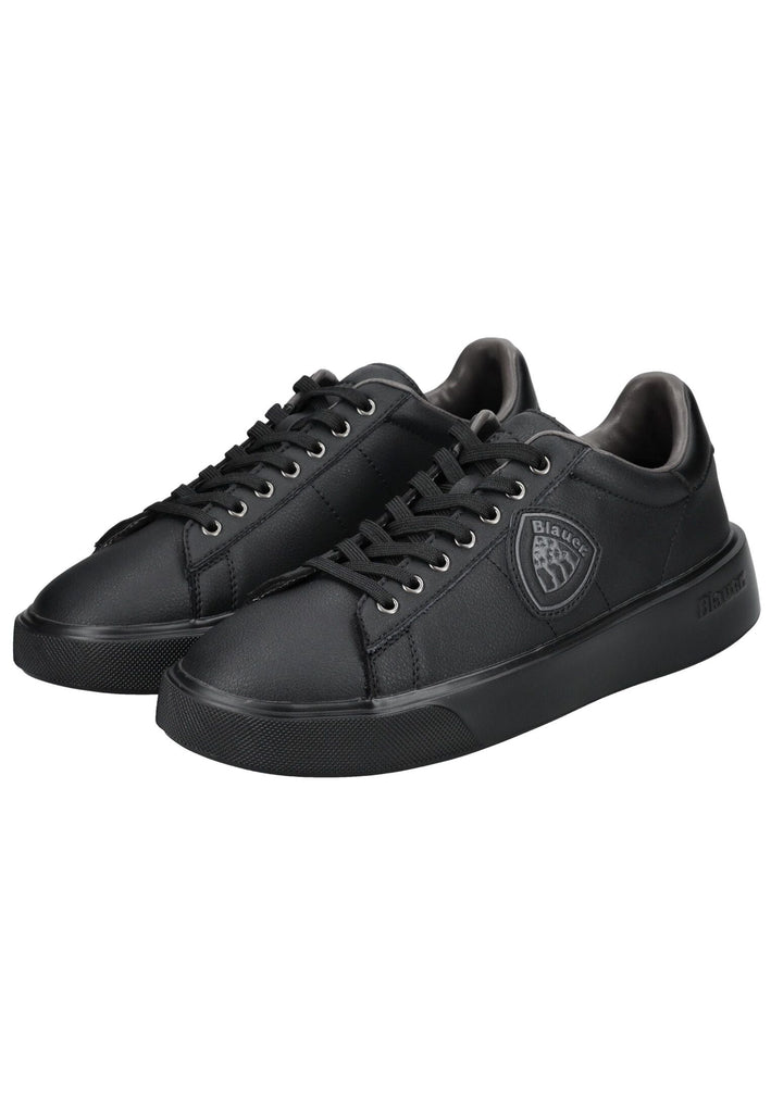 Blauer Sneaker Leder/Textil Schwarz/Schwarz