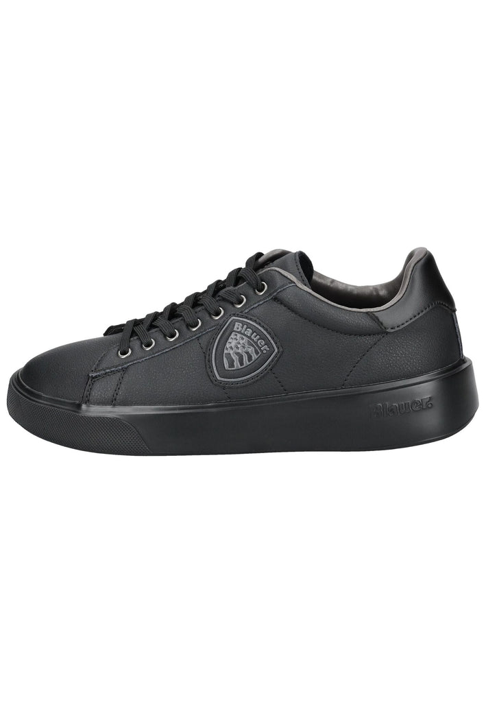 Blauer Sneaker Leder/Textil Schwarz/Schwarz