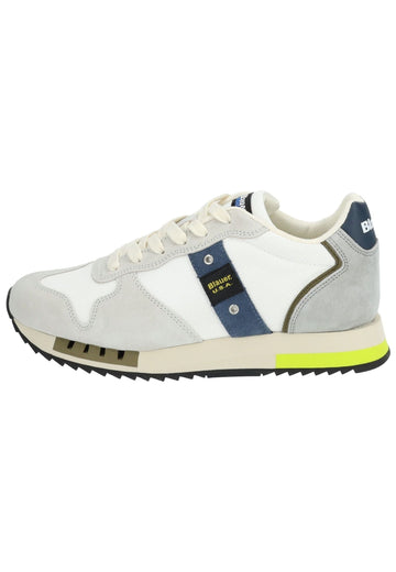 Blauer Sneaker Leder/Textil Weiß/Grau
