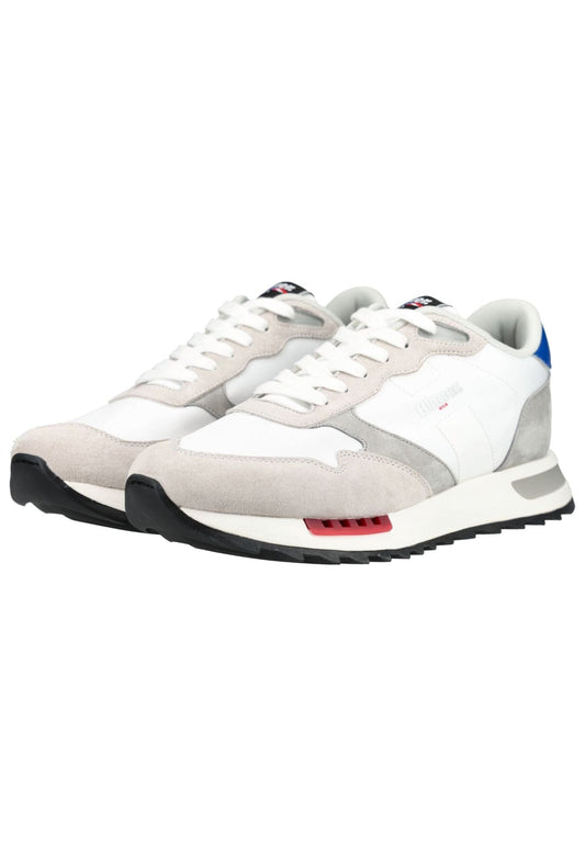 Blauer Sneaker Leder/Textil Weiß/Grau