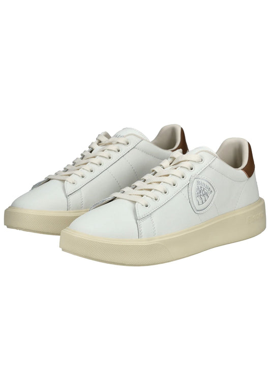Blauer Sneaker Leder Weiß/Braun