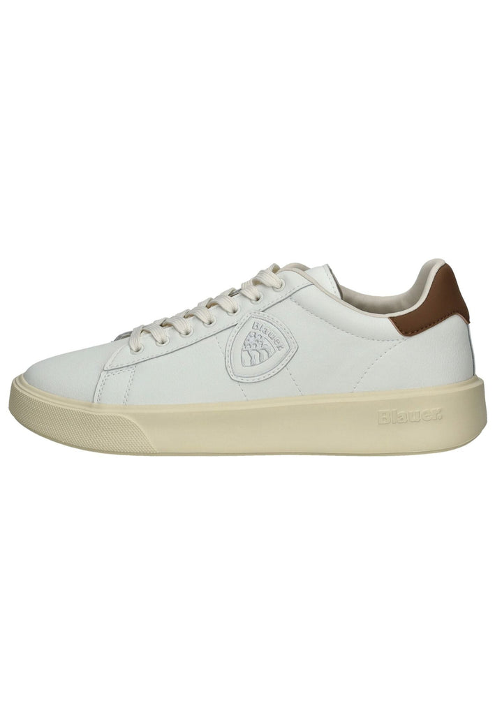 Blauer Sneaker Leder Weiß/Braun