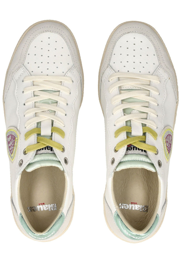 Blauer Sneaker Leder Weiß/Grau