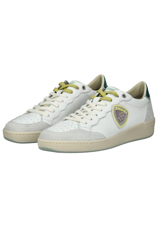 Blauer Sneaker Leder Weiß/Grau
