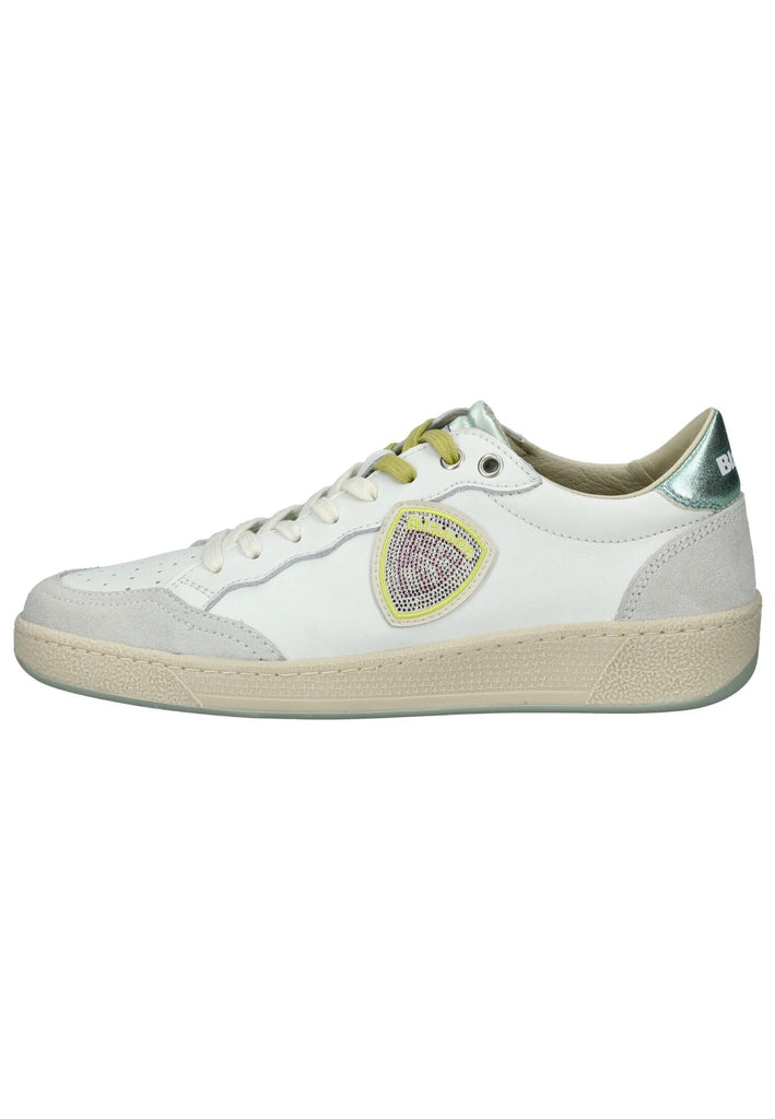 Blauer Sneaker Leder Weiß/Grau