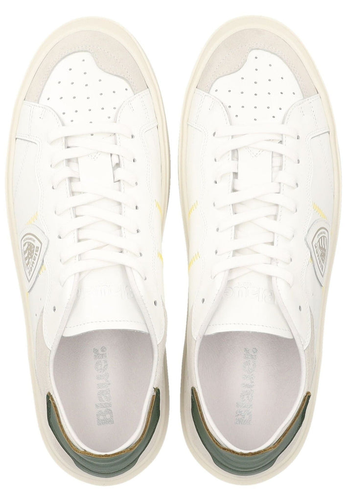 Blauer Sneaker Leder Weiß/Grün