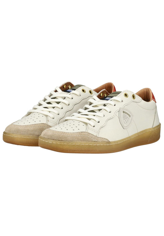 Blauer Sneaker Leder Weiß/Grün