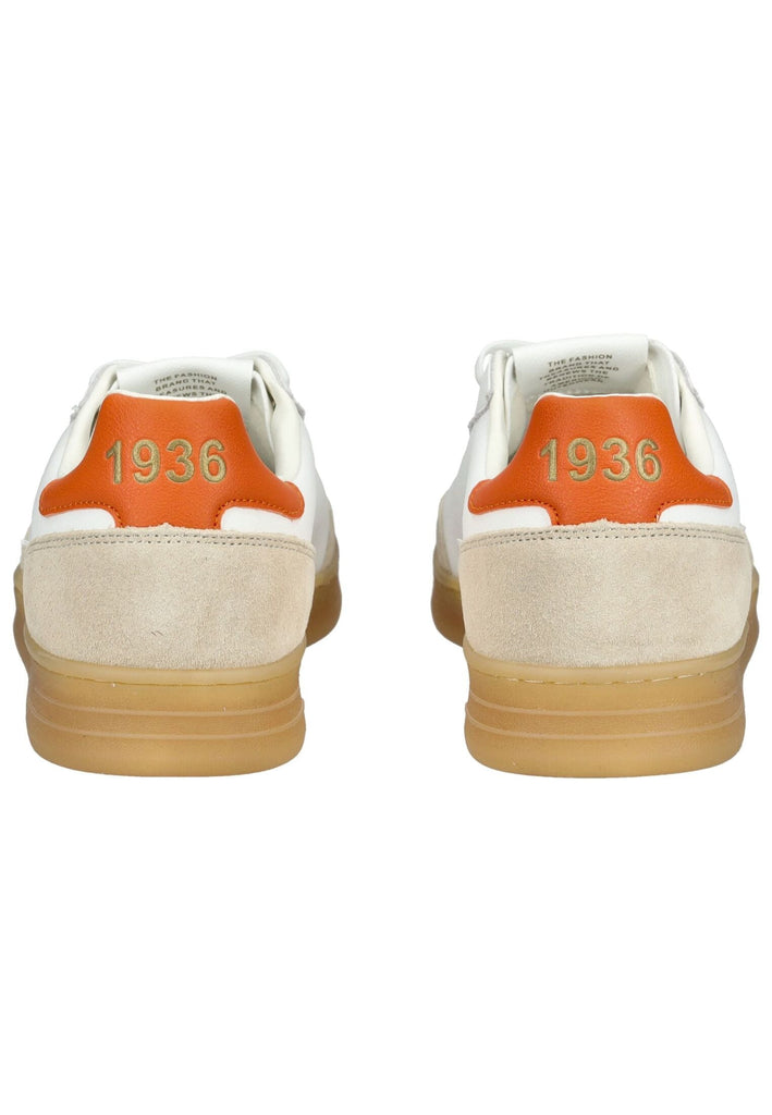 Blauer Sneaker Leder Weiß/Orange