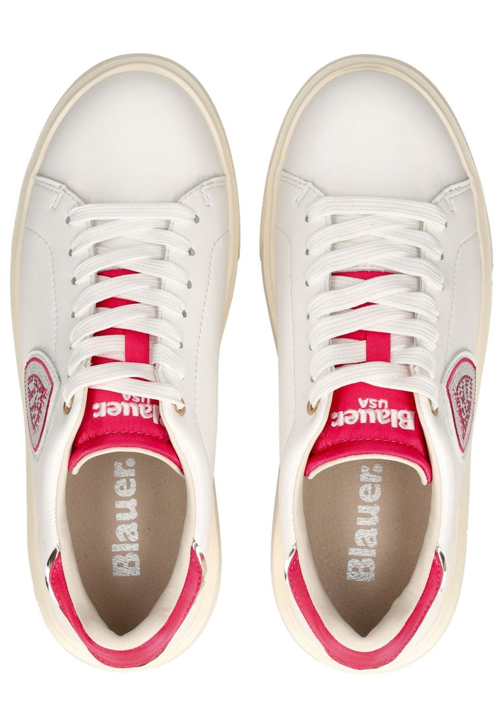 Blauer Sneaker Leder Weiß/Pink