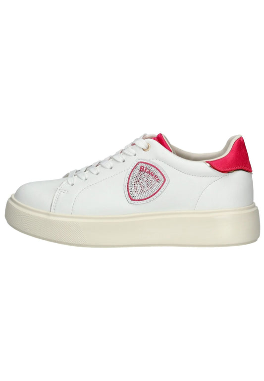 Blauer Sneaker Leder Weiß/Pink