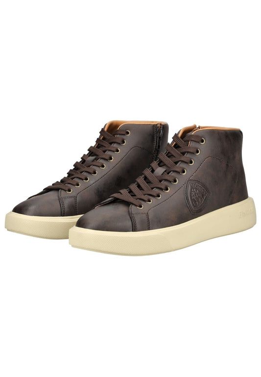 Blauer Sneaker Lederimitat Dunkelbraun
