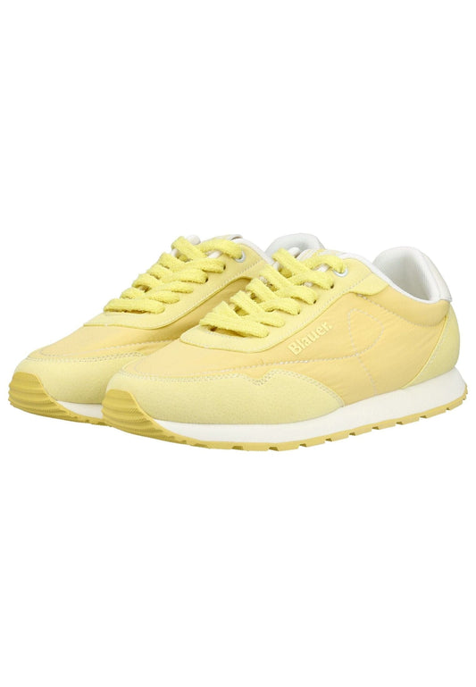 Blauer Sneaker Lederimitat/Textil Gelb