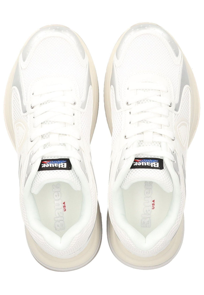 Blauer Sneaker Lederimitat/Textil Weiß/Silber