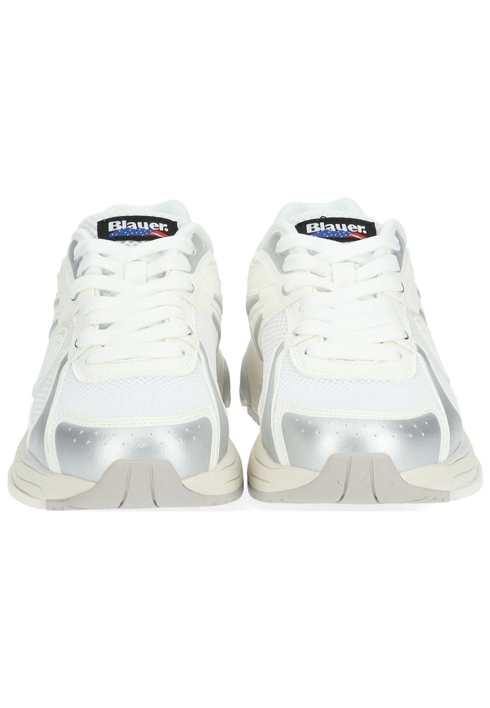 Blauer Sneaker Lederimitat/Textil Weiß/Silber