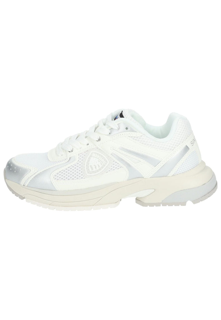 Blauer Sneaker Lederimitat/Textil Weiß/Silber