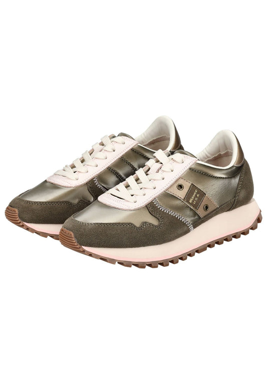 Blauer Sneaker Veloursleder Taupe