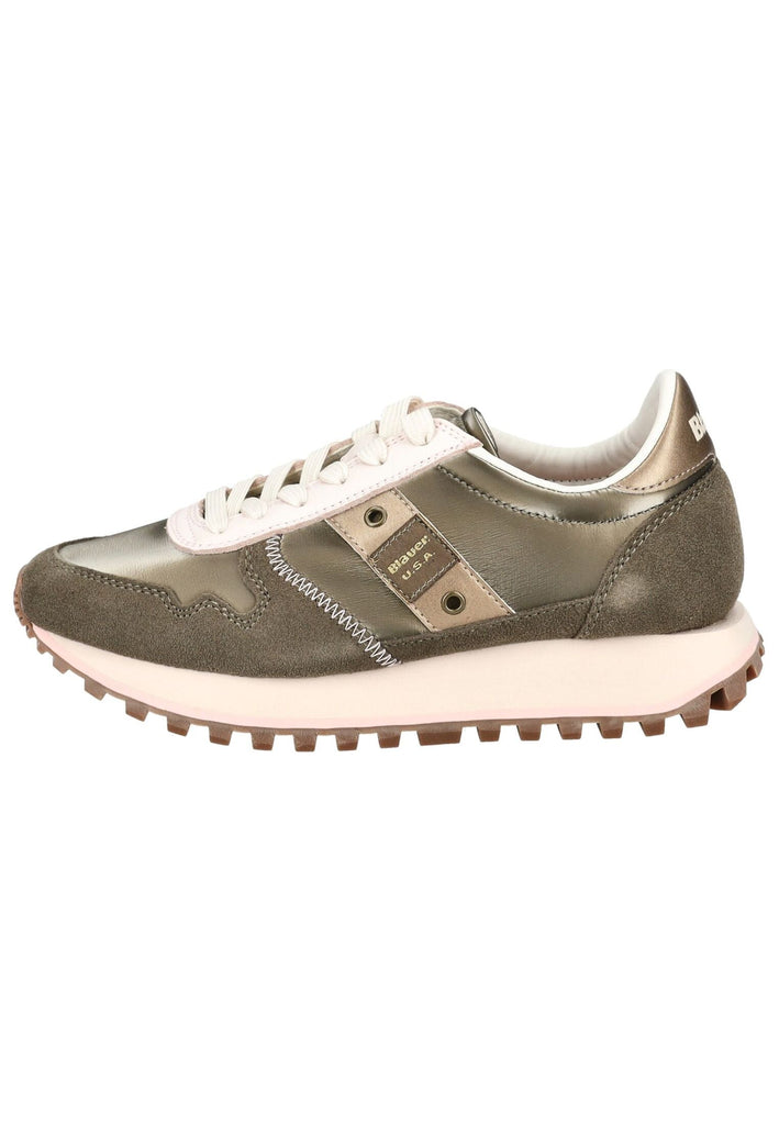 Blauer Sneaker Veloursleder Taupe