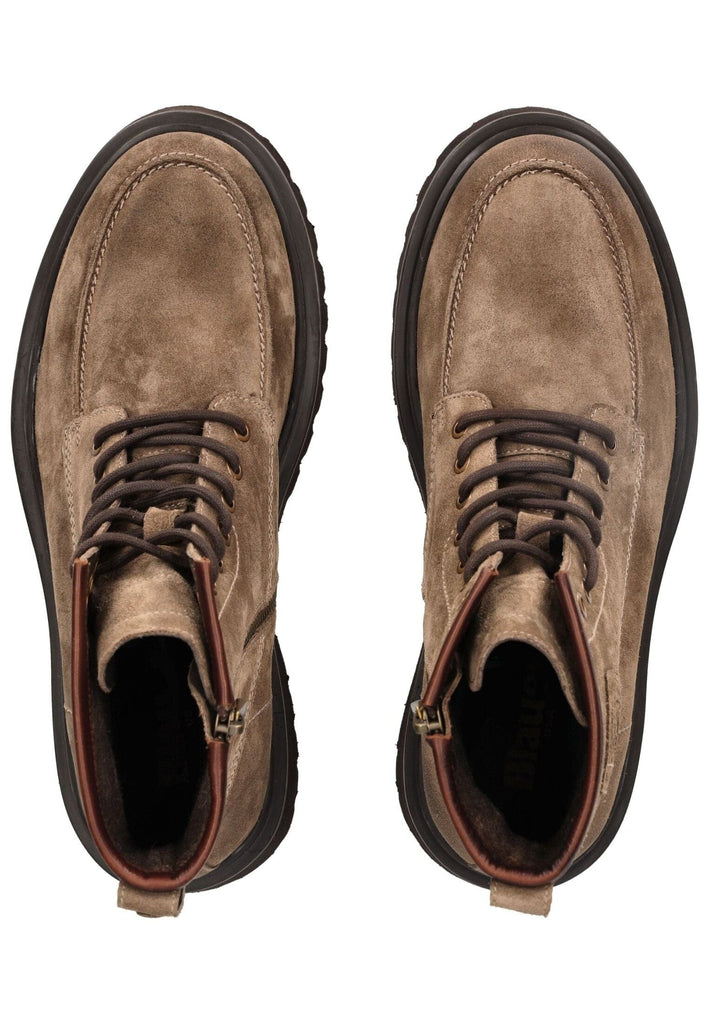 Blauer Stiefelette Leder Braun